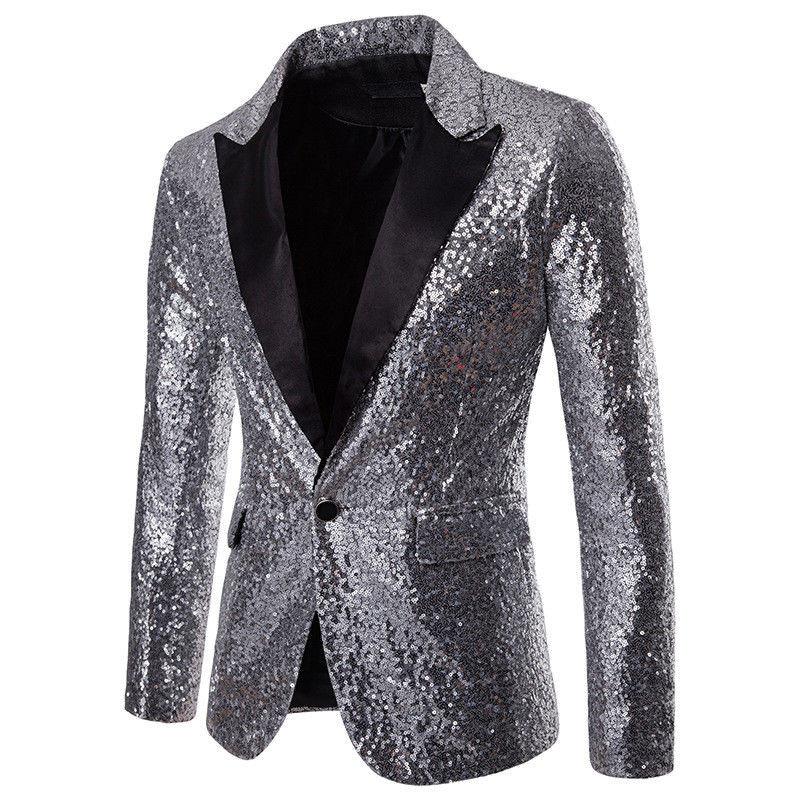 

Men' Suits & Blazers Men Sequin Coat Rock Elegant Long Sleeve Blazer Modern Formal Suit Fashion Jacket Spring Autumn Workwear Outerwear Tux, Black