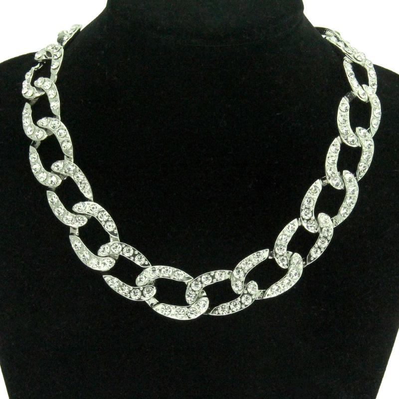 

Chains Luxury Iced Out Necklace For Women Cuban Link Chain Choker Hip Hop Rhinestone Neck Punk Initial Jewelry Accessor