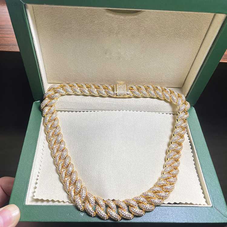 

Hotsale Miami West Coast style 925 Silver 15mm Hip Hop Cuban link Moissanite diamond iced out necklace chain
