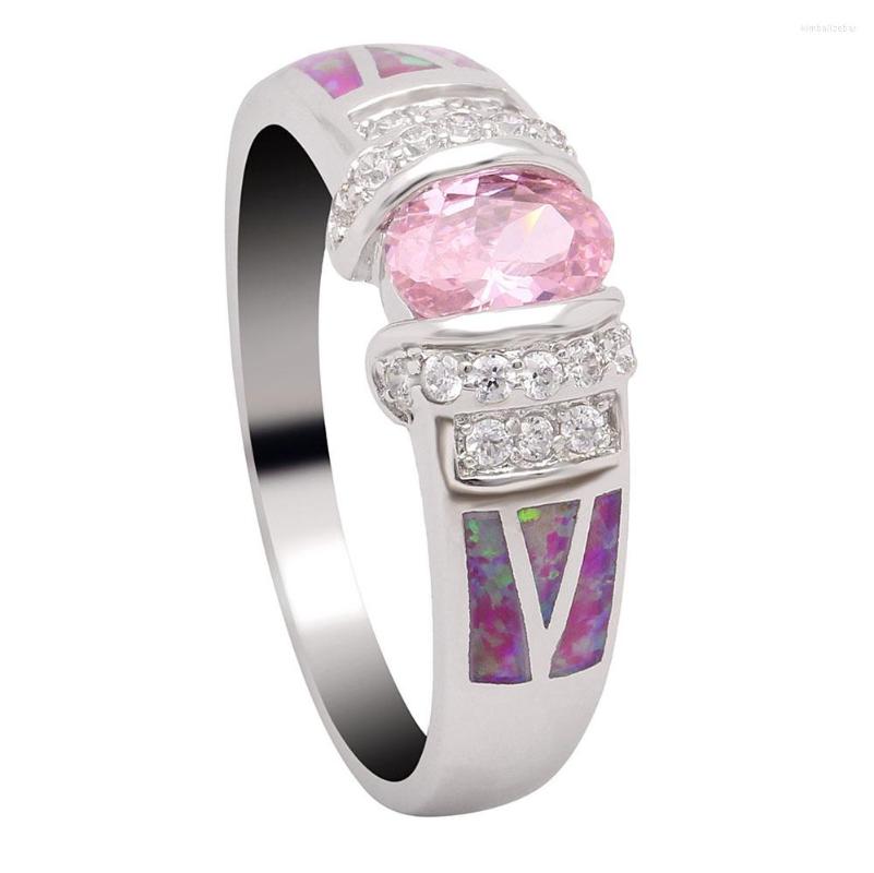 

Wedding Rings Est Pink Color Cubic Zircon Luxury Ring With Fire Opal For Women Engagement Fine Jewelry Bijoux Drop