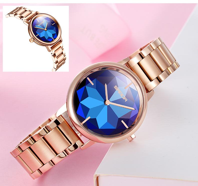 

Wristwatches Luxury Crystal Bracelet Watch Women Fashion Quartz Date Clock Female Girls Ladies Relogio FemininoWristwatches, Blue