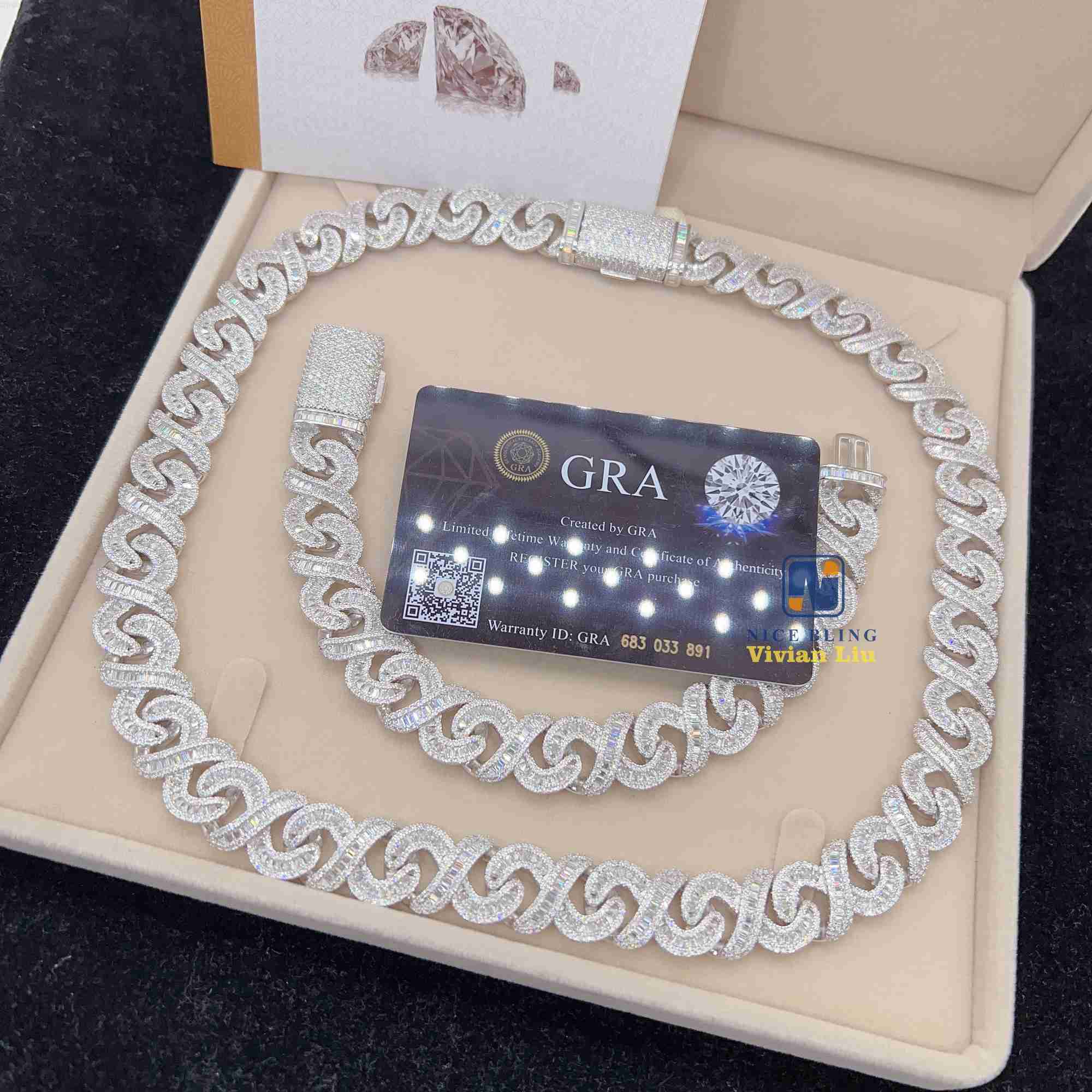 

18k Gold Plated Necklace Sterling Silver 925 Iced Out Moissanite Jewelry Hip Hop Cuban Link Chain