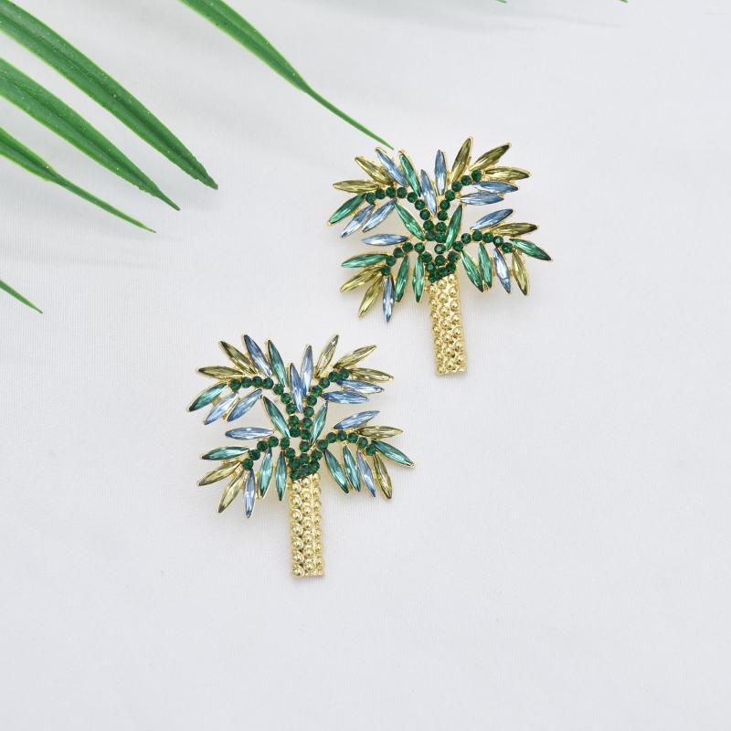 

Dangle Earrings Exquisite Super Fairy Coconut Tree European American Alloy Rhinestone Creative Product Female Jewelry