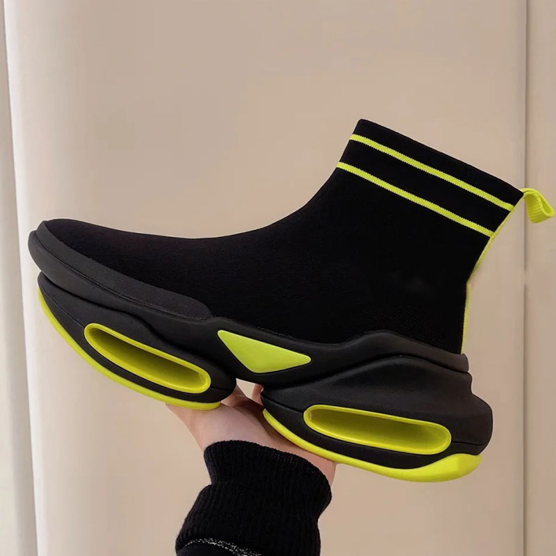 

Luxury Designer Women Casual Shoes High Top Snakers Platform non-slip soles Woman Socks Shoes, Yellow logo