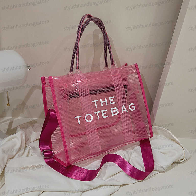 

Fashion Transparent Large Tote Bag Designer Clear Pvc Women Handbags Luxury Shoulder Crossbody Bags Summer Beach Jelly Bag 2022 Y220802, Pink