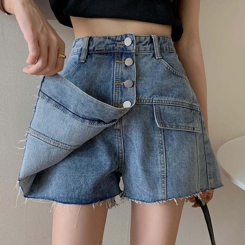 

Women' Shorts High Quality Denim Skirts Summer Girls Jeans Waist A-line Blue Skirt Women Korea Plus Size Clothing Fashion 4xl 5xl