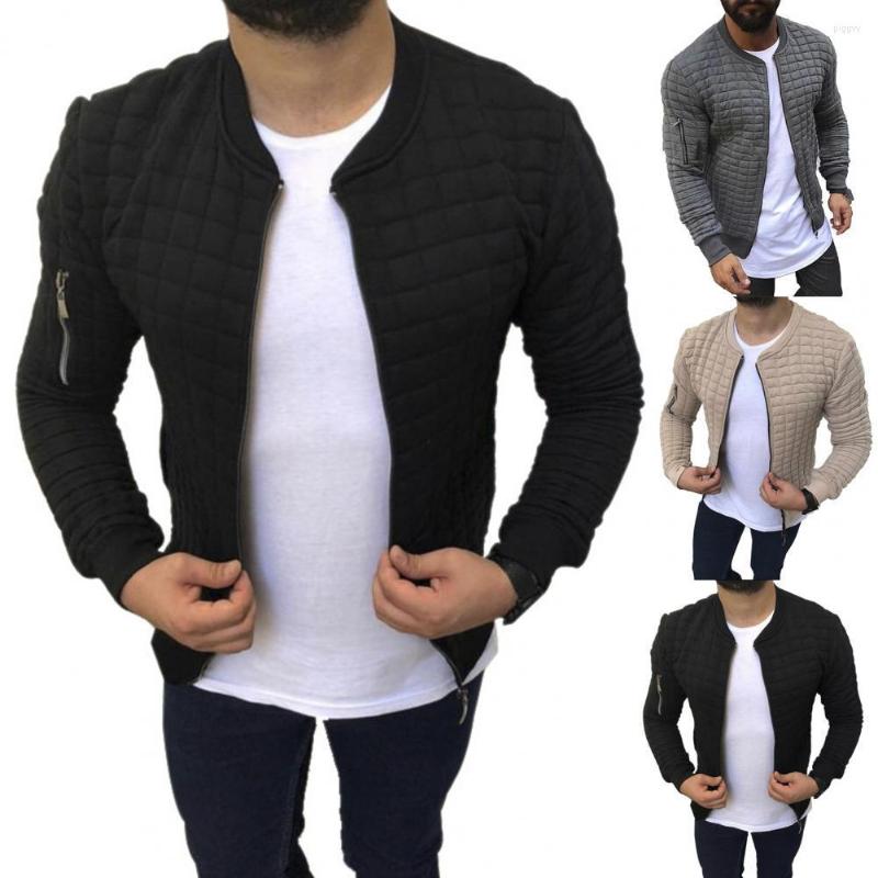 

Men's Jackets Men Jacket Zipper Round Neck Solid Color Long Sleeve Winter Cardigan For Home, Grey