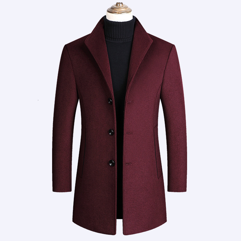 

Men's Wool Blends Men Coats Midlength Trench Jackets Winter Casual Solid Single Breasted Long Sleeve Lapel Collar Overcoat Male Slim Jacket 230225, 01