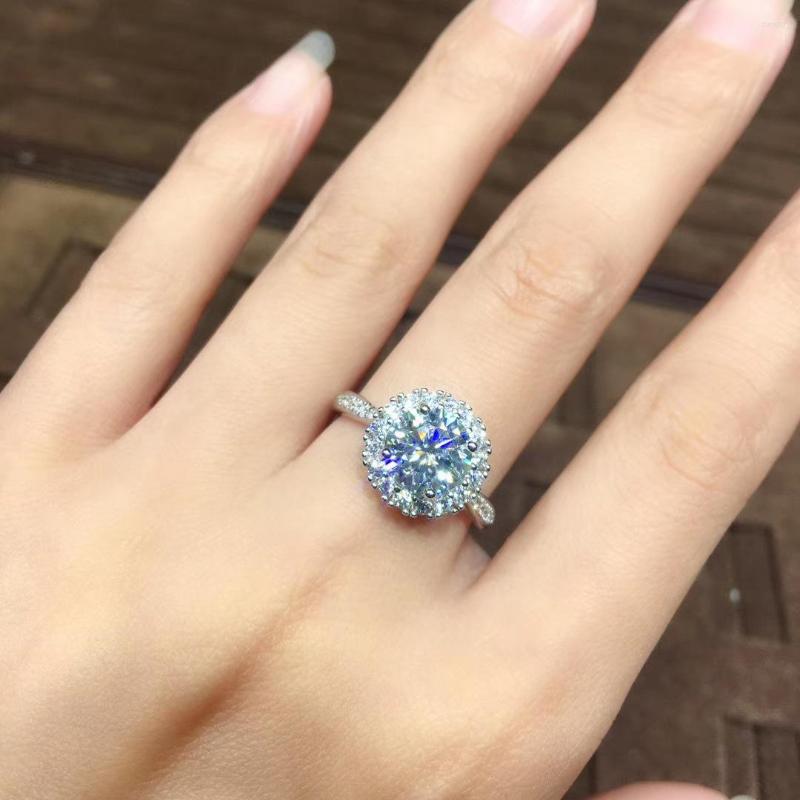 

Cluster Rings Luxury 925 Sterling Silver Pave Princess-cut Diamond Flower Wedding Engagement Partyrings For Women Fine Jewelry Girl Gift