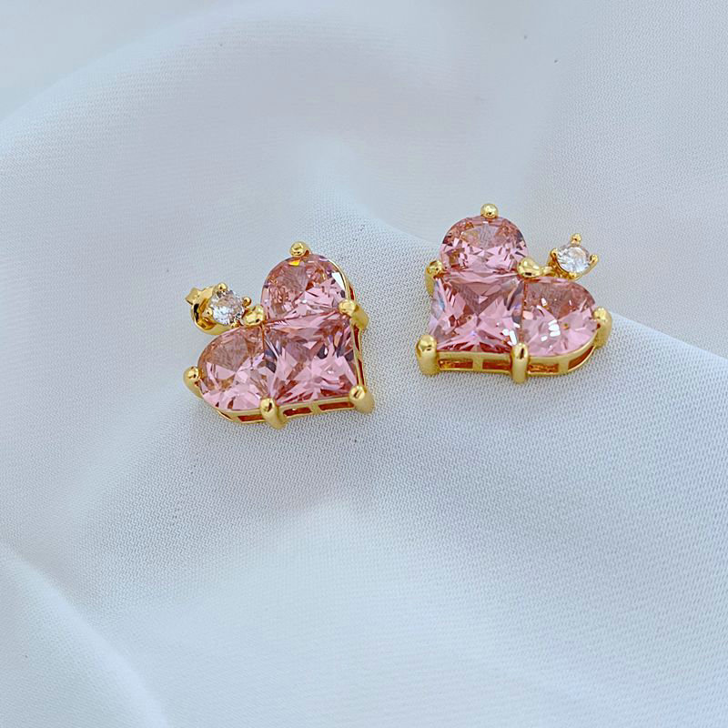 

Stud Earrings Pink Heart Crystal Real 18K Gold Plated Dangles Jewelries Letter Gift With free dust bag for women accessories wholesale