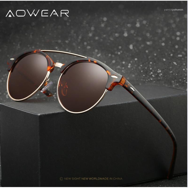 

Sunglasses AOWEARMens Polarized Unisex High Quality Brand Designer Glasses Men Half Metal Color Mirror Gafas UV400