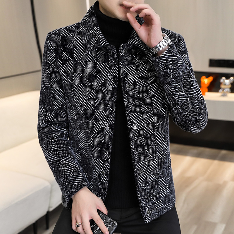 

Men's Wool Blends Fashion Plaid Winter Jacket Social Streetwear Overcoat Slim Casual Business Short Trench Coat Clothing 230225, Gray