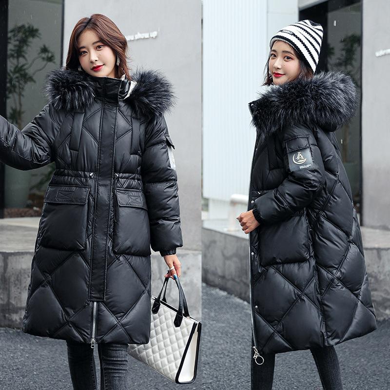 

Women's Trench Coats Women Winter Long Cotton Padded Coat Parka Down Jacket Fur Hooded Outwear, Ivory