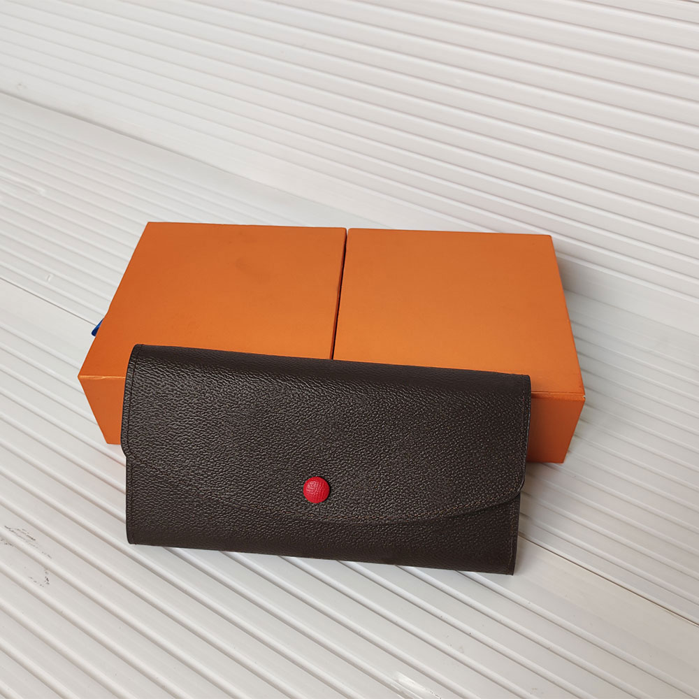 

High Quality Luxury Brown flower Wallets 15 colors fashion single zipper men women leather wallet lady ladies long purse with box purses Brown plaid Black, Brown plaid - pink inside