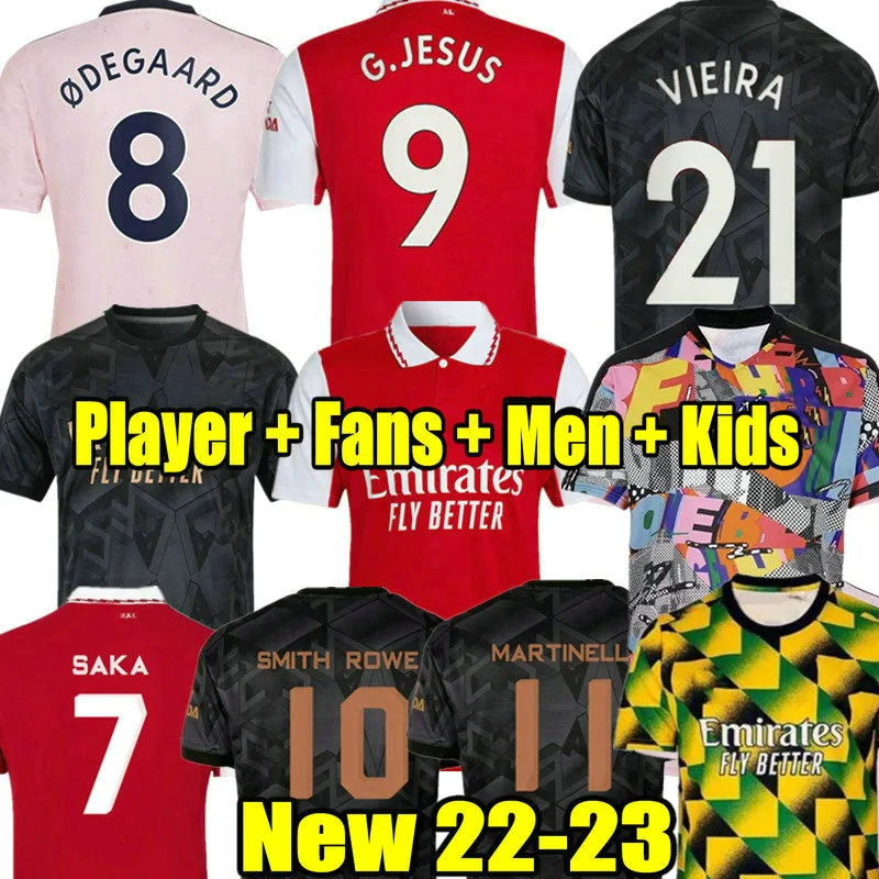 

G.JESUS 22 23 SMITH ROWE soccer jerseys LOVE SAKA Fans Player THOMAS MARTINELLI TIERNEY 2022 2023 football shirt Men Kids kit sets ODEGAARD, 22 23 home aldult