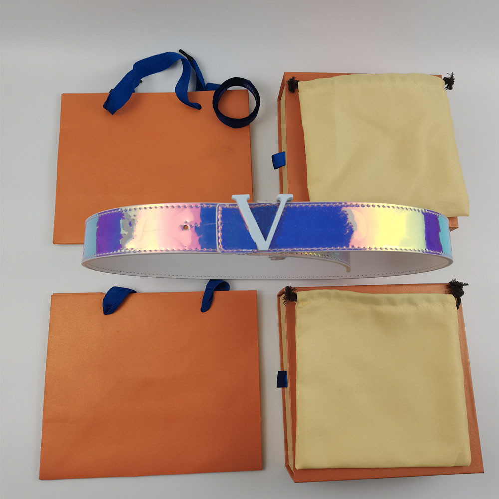 

2023 Luxury Belts Men Women Fashion Brand Leather Belt Designer Classic Orange Buckle Blue Brilliant Colorful Coating 3.8cm Wide Top Quality Belt, 3.8cm with gift box