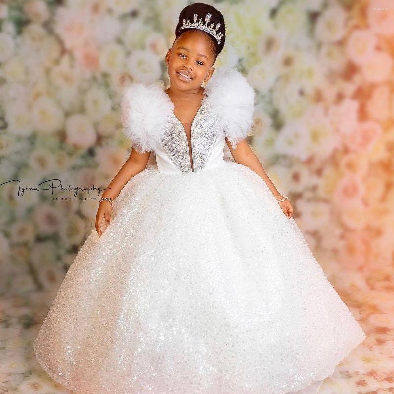 

Girl Dresses White Sequined Ball Gown Flower Girls For Wedding Pageant Dress Kids Party Prom Birthday Poshoot, Red