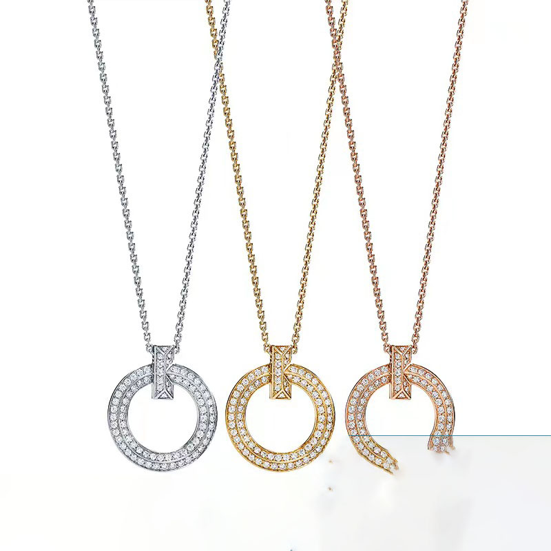 

diamond cross silver 18k gold Plated pendant necklace filled fine hard jewelry Choker double row hardware Designer for Women Jewelry couple fashion gifts Wedding