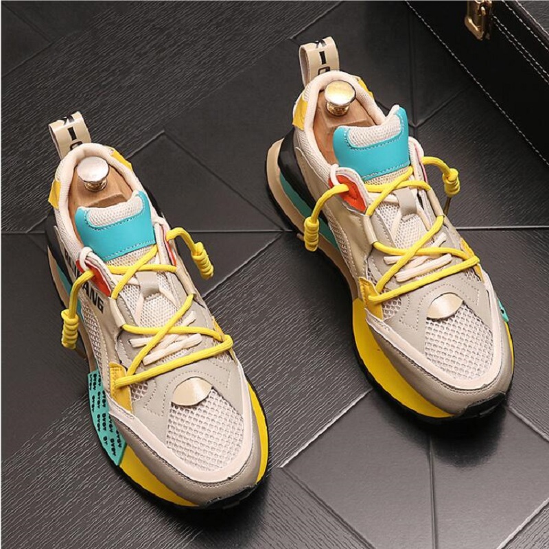 

Summer Men Mesh Surface Breathable Running Shoes Thick Sole Mix Colors Leisure Sports Shoes Zapatos Hombre D2A24, Black