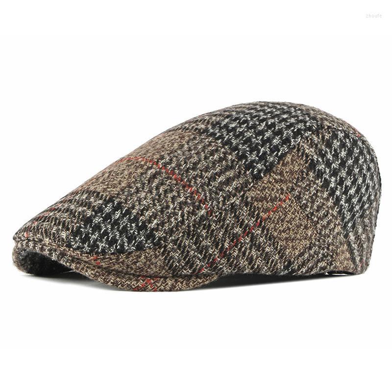 

Berets 2023 Acryl Herfst Winter Mode Joker Plaid Krantenverkoper Caps Platte Pet Mannen En Vrouwen Schilder Baret Hoeden, Black