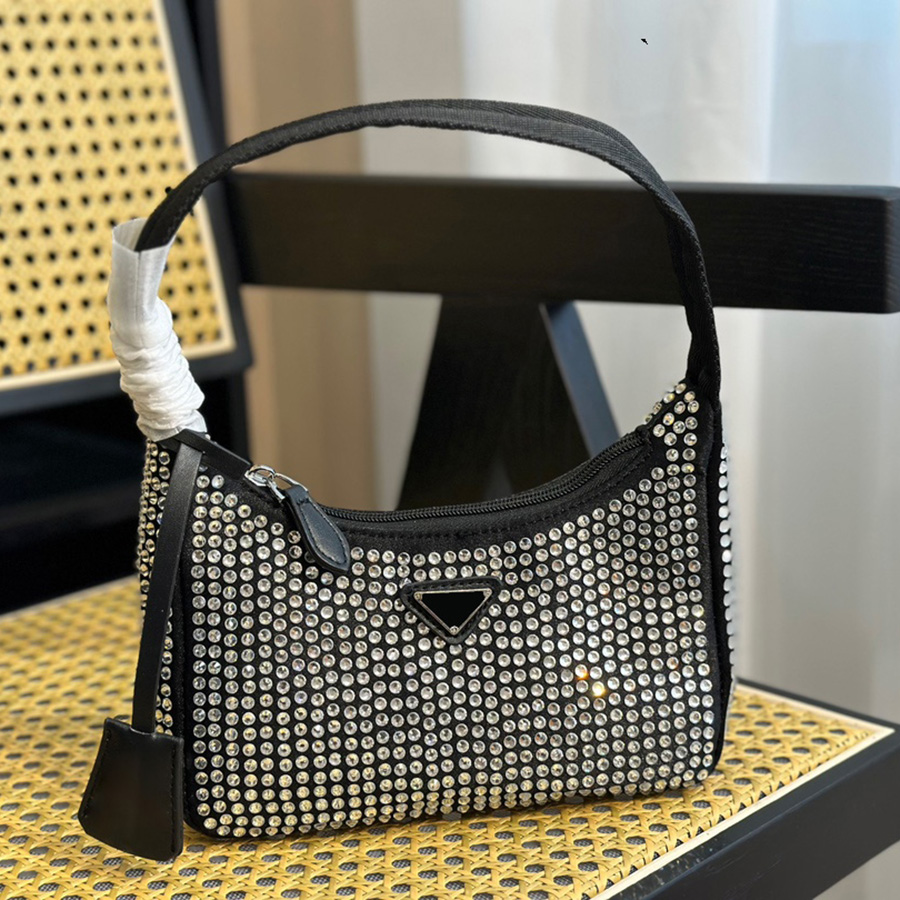 

Designer Hobo underarm Shoulder Bags Diamond Women Handbags Summer Fashion Underarm Purses Luxury Totes Classic Shiny Handbag Zipper Multicolor, Black