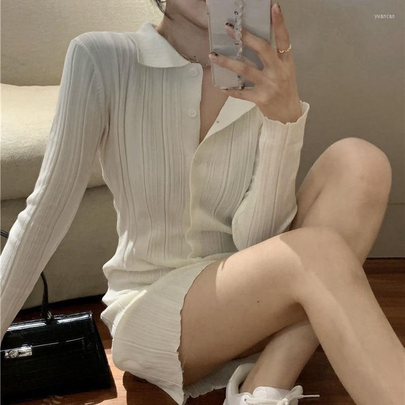 

Casual Dresses Herstory Knitting White For Women Office Lady Vintage Dress 2023 Autumn Slim Vestidos Female Long Sleeve Korean Fashion