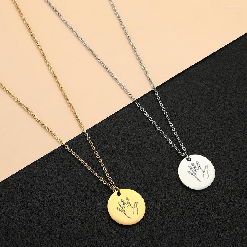 

Pendant Necklaces Cxwind Fashion Hand Palm Gesture Womens Hip-hop Coin Disc Necklace Jewelry Chain Punk Gift