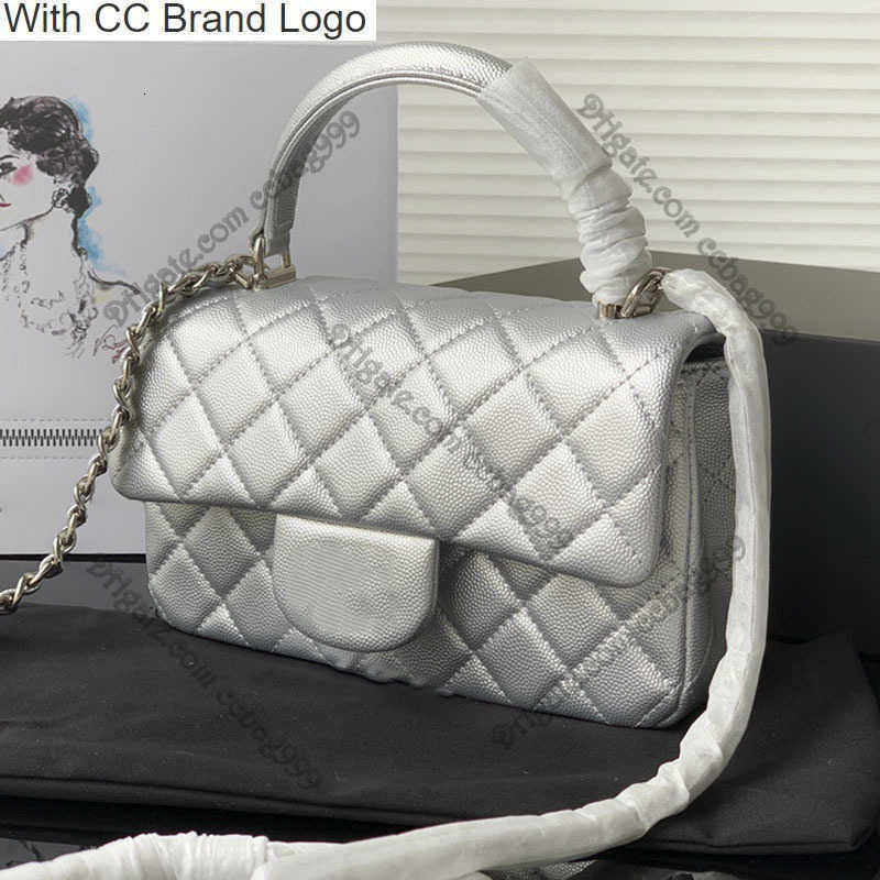 

CC Brand Totes 20x12cm Small Caviar Flap Handle Tote Bags Grained Shiny Calfskin Leather Designer Handbags Wallet Key Pouch Luxury Coin Purse Shoulder Crossbody, Black