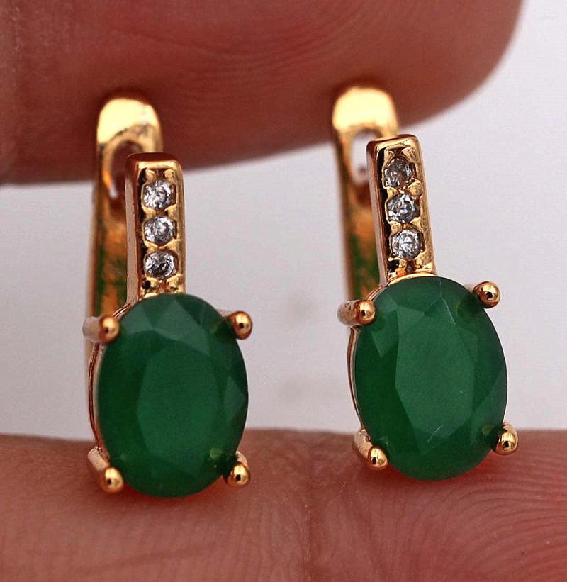 

Hoop Earrings Trendy Gold Plated Green Cubic Zirconia For Women Fashion Jewelry Accessories Wedding Party Birthday Gift
