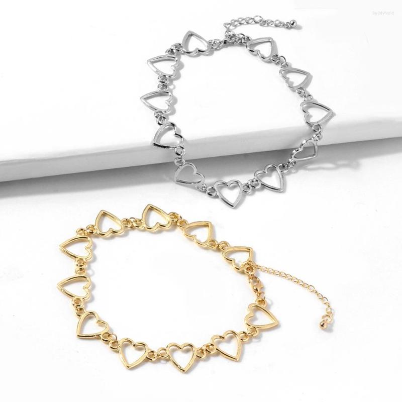 

Chains Gothic Hollow Heart Link Chain Necklaces For Women Golden Choker Necklace Statement Jewelry Party Gift Girls