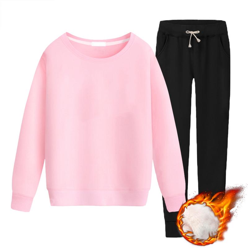 

Women' Tracksuits Piece Set Women Outfits Velvet Tracksuit Sport Pullover Casual Two O-Neck Sweatshirt Suit For WomenWomen, Red black