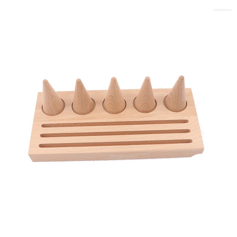 

Jewelry Pouches Natural Wood Finger Ring Stand Display Holder Showcase Bracelets Multifunction Tray