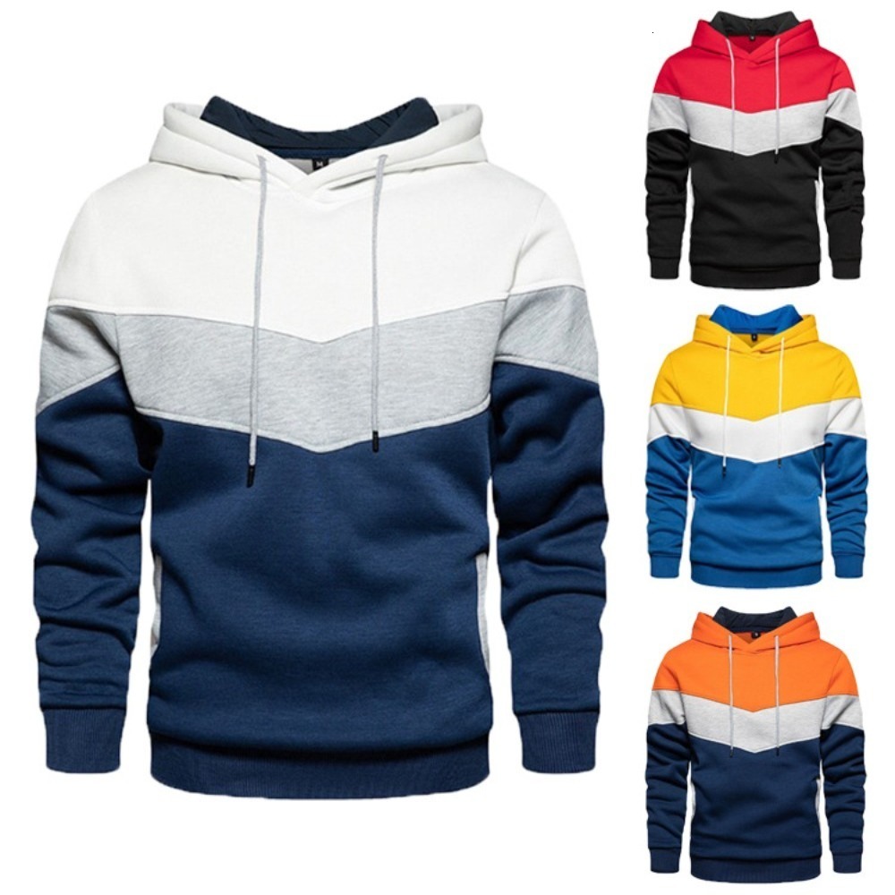 

Men's Hoodies Sweatshirts Fleece Sweater Panel Hoodie Casual Sports Jacket 230225, White