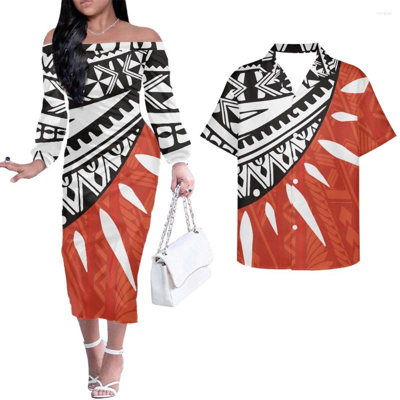 

Casual Dresses Hycool Couple Shirt Dress Set Polynesian Tribal Hawaii Floral Pattern Off Shoulder Long Sleeve Cute Clothes For Woman, Ysfh0665d69f16