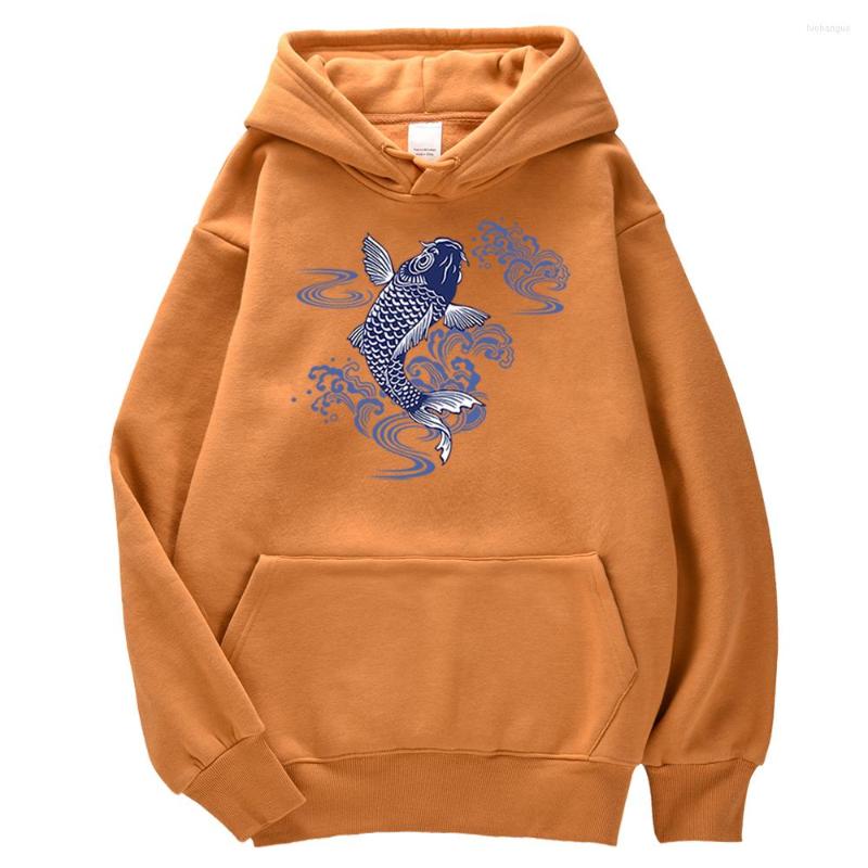 

Men' Hoodies Hoodie Koi Fish Anime Crewnecks Pullovers Pattern Pocket Clothes Prints Warm Swetshirt Cartoons High Quality Tops Hoody, Red