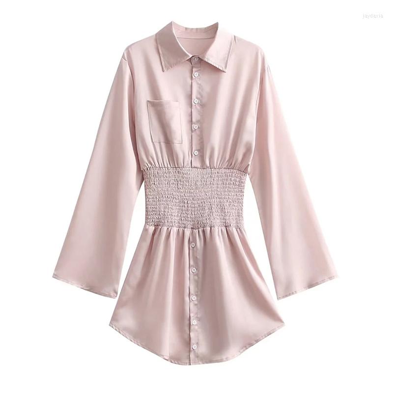 

Casual Dresses Elastic High Waist Long Sleeves Dress INS Blogger Street S Shirt Skirt Women's Solid Color Smocking Tight Draping, Black