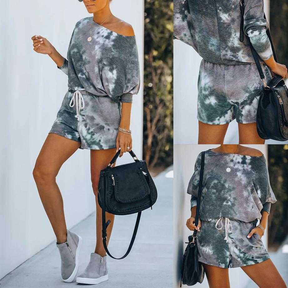 

Fall Pants Womens Clothing Tie Dye Printed Long Sleeve Casual Loose Outfit, Army green tie dye