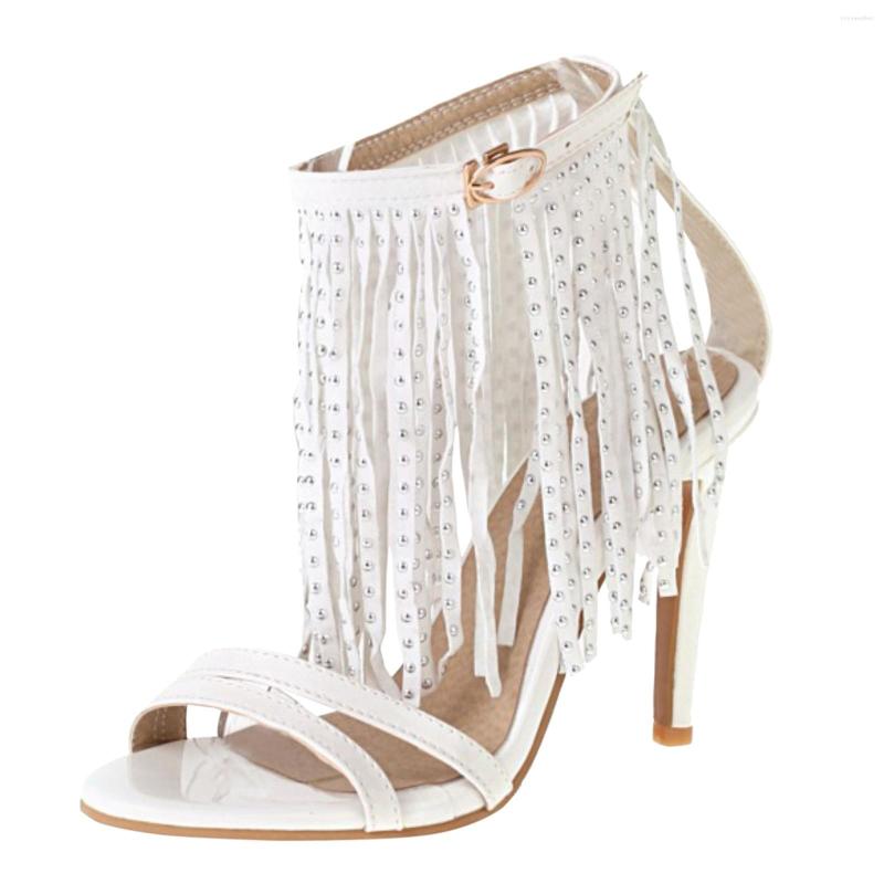 

Sandals Summer Tassel Heel Women Shoes Fashion High Yoga Sling For Size 11, Black