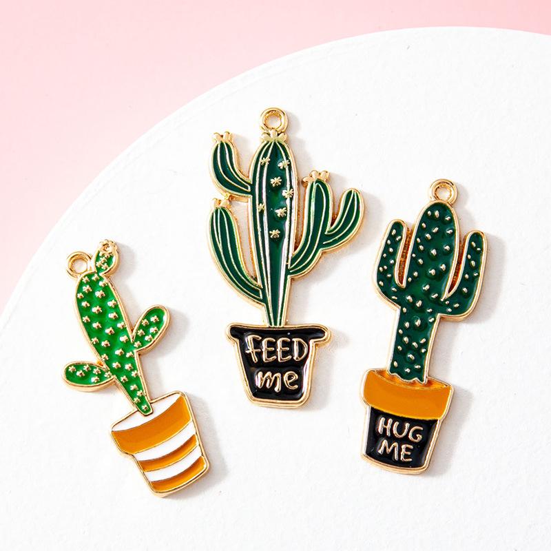 

Charms 10pcs Alloy Metal Drop Oil Plant Cactus Pendant For DIY Bracelet Necklace Jewelry MakingCharms
