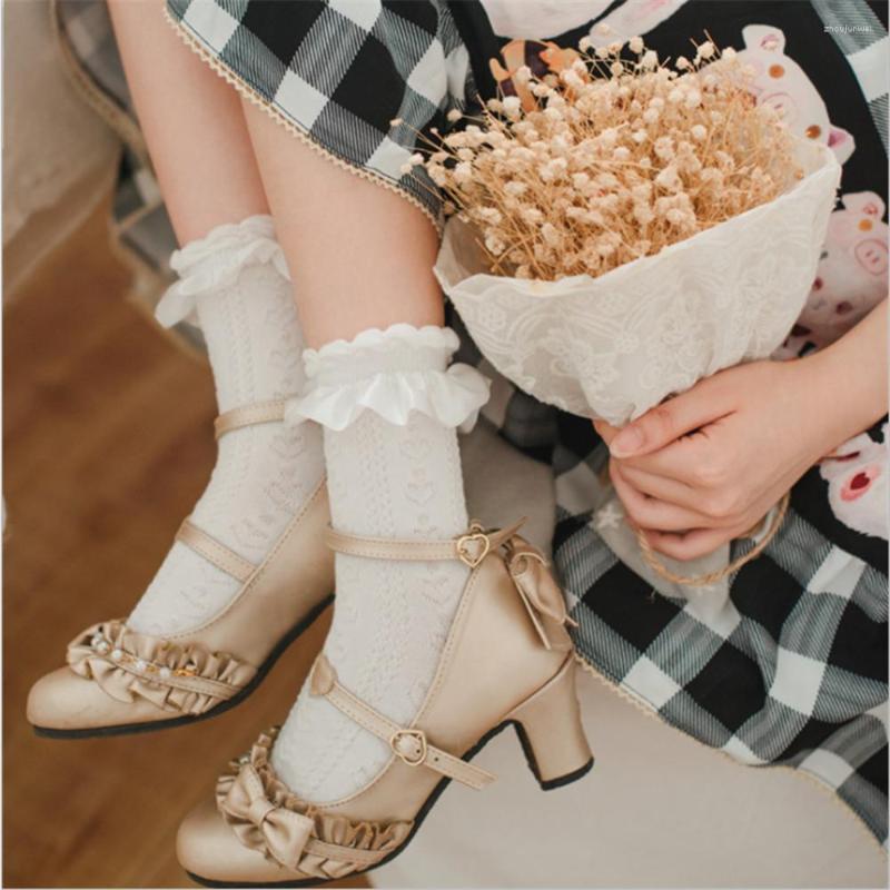 

Women Socks Japanese Cute Lolita Lace Pile Summer Mid-tube Women's Mesh Jk Uniform