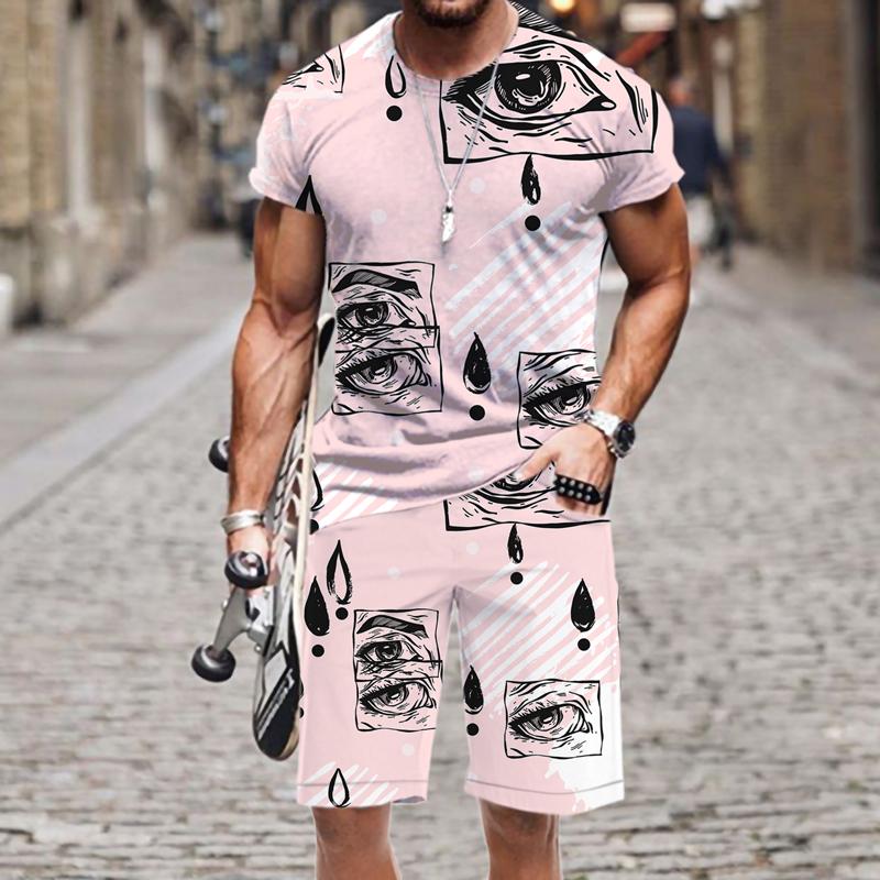 

Men's Tracksuits Outfit T-shirt Shorts Set Fashion Summer Tracksuit Street O Neck 2023 Short Sleeve 3D Printed Harajuku Beach Funn, At4802jiaadk2175