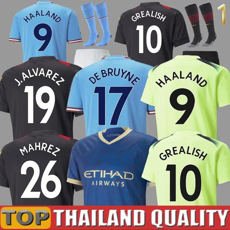 

HAALAND soccer jersey 22 23 DE BRUYNE MANS CITIES GREALISH STERLING G. JESUS FERRAN MAHREZ MANCHESTERS LAPORTE foden 2022 2023 football t shirt uniforms men kids kit 9, 22 23 away adult epl