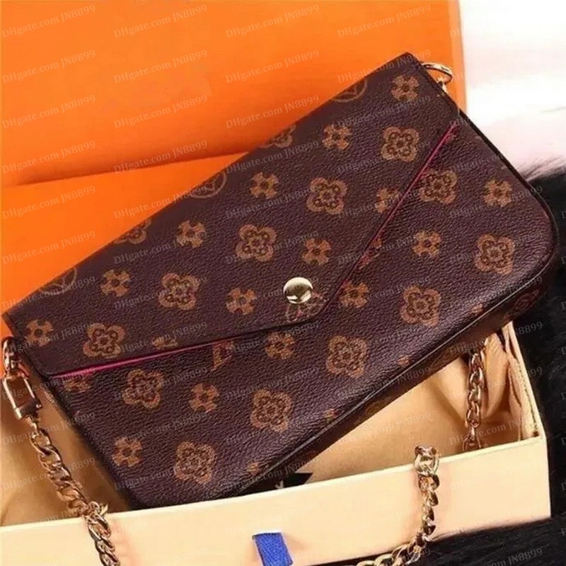 

Newest Handbags Purses Bags Fashion Women Shoulder Bag High Quality Three-piece Combination Bags Size 21CM With Box Crossbody Designer Handbag Purse JN8899, Brown flower