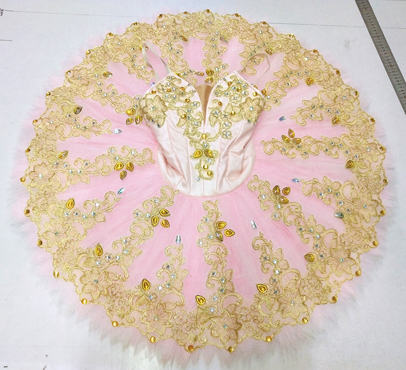 

Stage wear pink gold ballet costume Competition sleeping beauty Professional Pancake Tutu ballet Dress 11 layers for Adult white gold Nutcracker JN0454