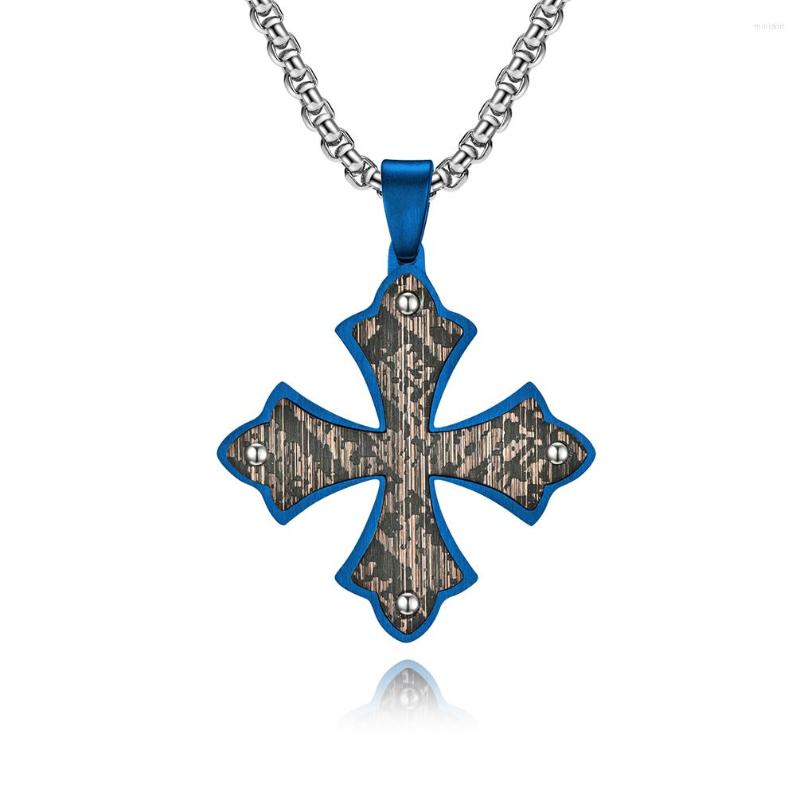

Pendant Necklaces European Personality Hip Hop Jewelry Stainless Steel Bronze Tone Pattern Leaves Shape Men Cross Necklace