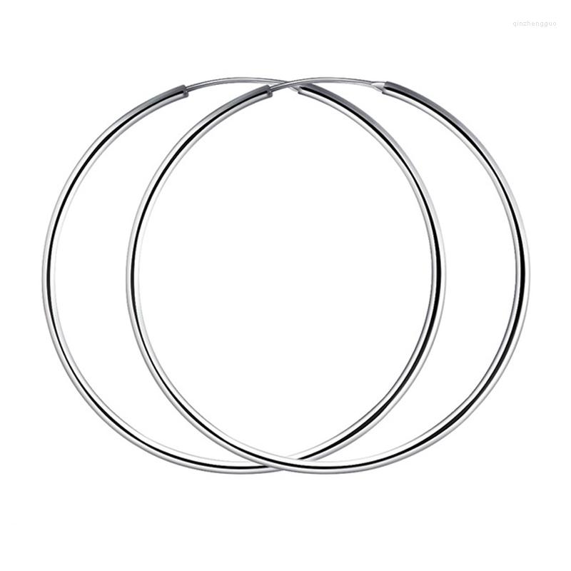 

Hoop Earrings Women Silver Large Big Round Circle 925 Hoops Creole Fashion Jewelry 50MM 60MM Drop 2023