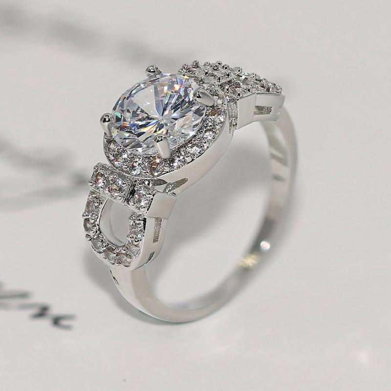 

Wedding Rings Round Style For Women Silver Color Cubic Zircon Fashion Jewelry R656
