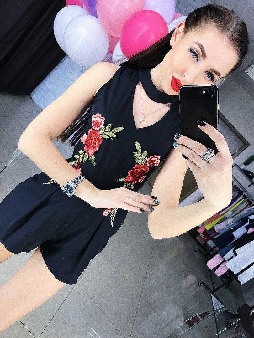 

Summer Deep Romper V Neck Embroidery Sexy Women Clothing Loose Jumpsuit One Piece, White