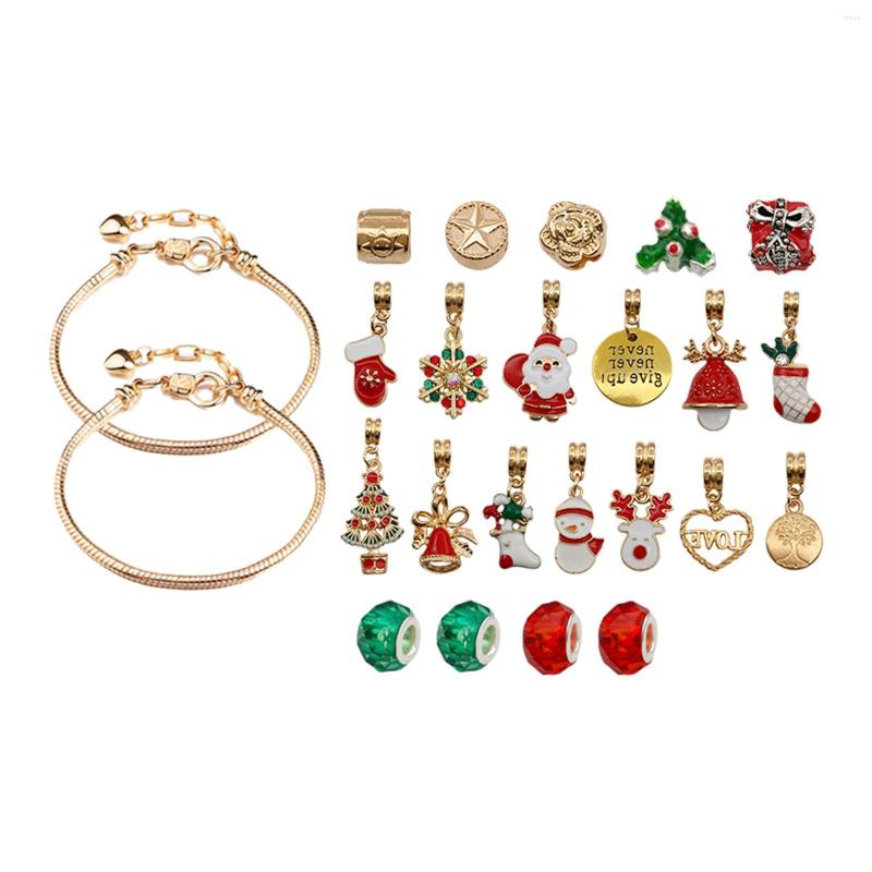 

Charm Bracelets 24 Days Christmas Bracelet Xmas Gifts Fashion DIY Making Kit Unique For Women Birthday Holiday