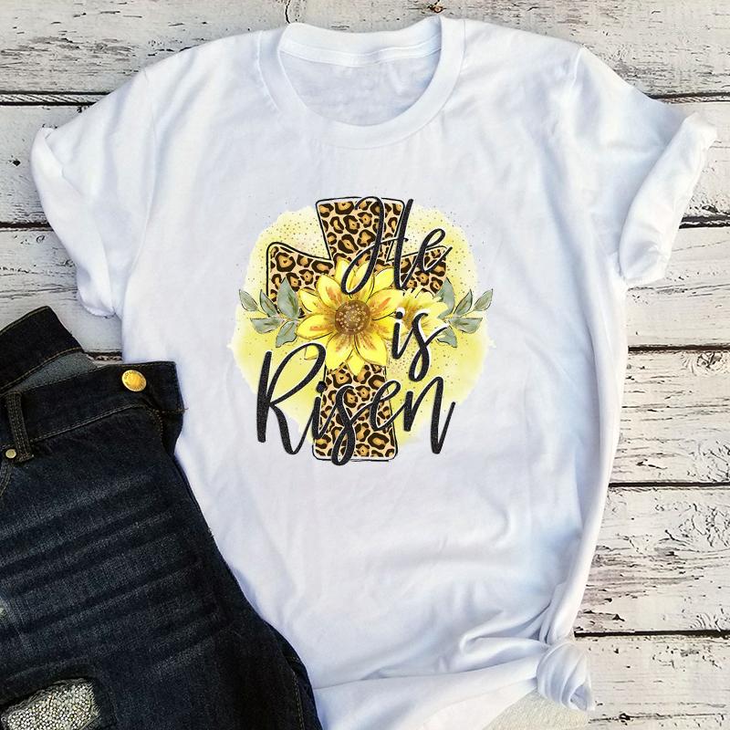 

Women' T Shirts He Is Risen 2023 Women Religious Graphic Tees Summer Christian Easter Clothing, Sk5083-r